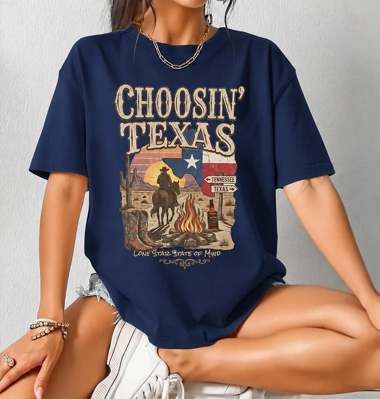 Choosin' Texas T-Shirt, Vintage Country Music Merch, Retro Western Cowboy Shirt