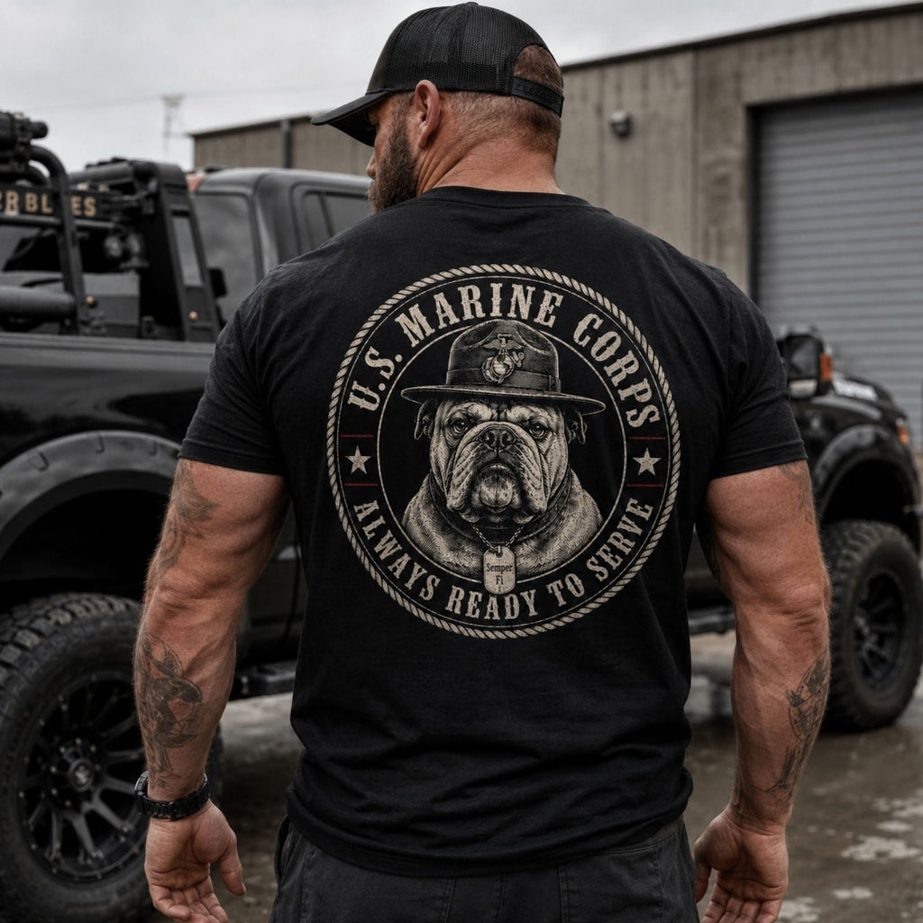 Always Ready To Serve – U.S. Marine Corps Devil Dog T-Shirt