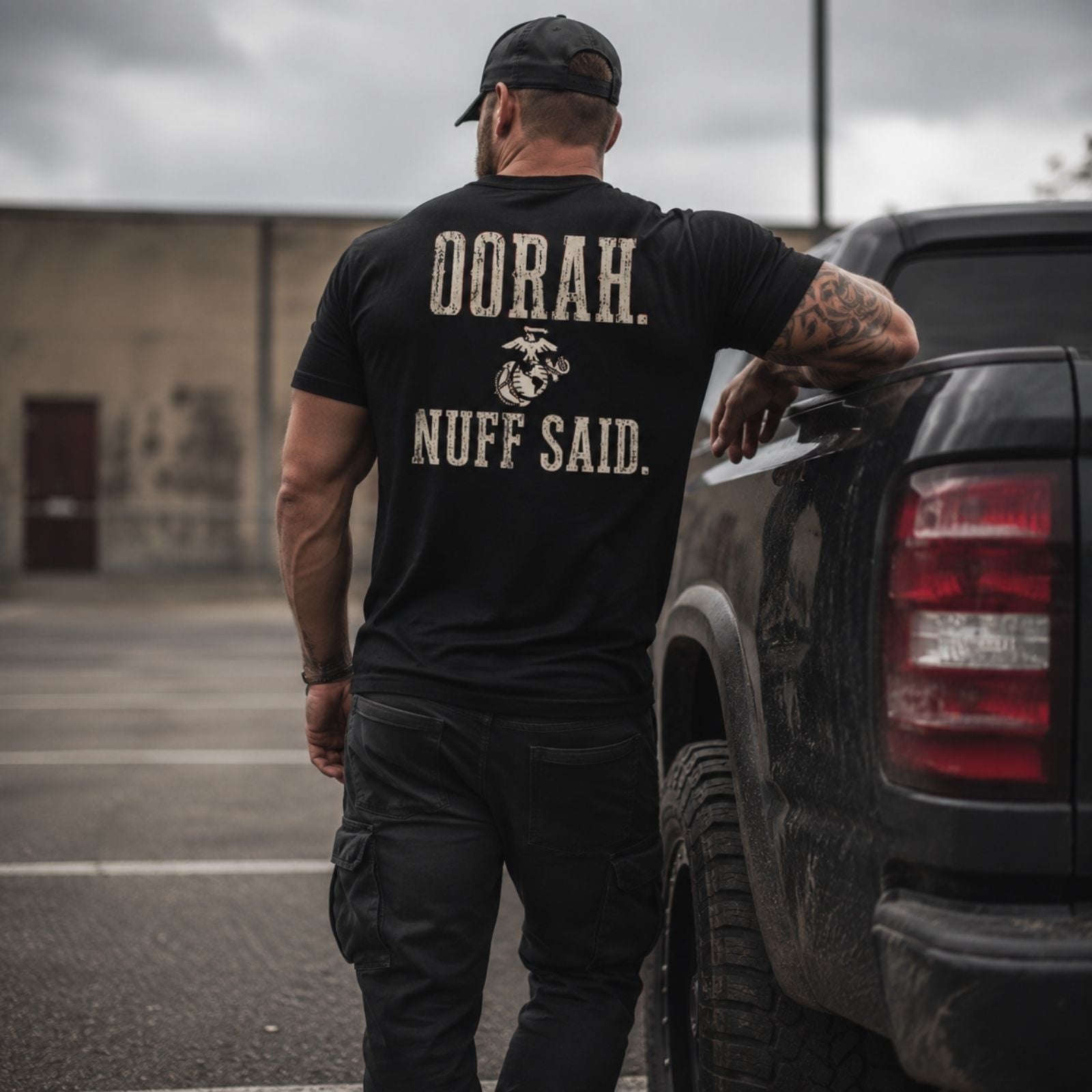 OORAH. NUFF SAID. Marine Back Print T-Shirt