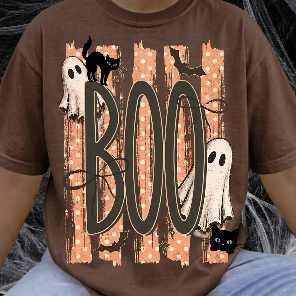 Cute Ghost Black Cat Graphic Tee