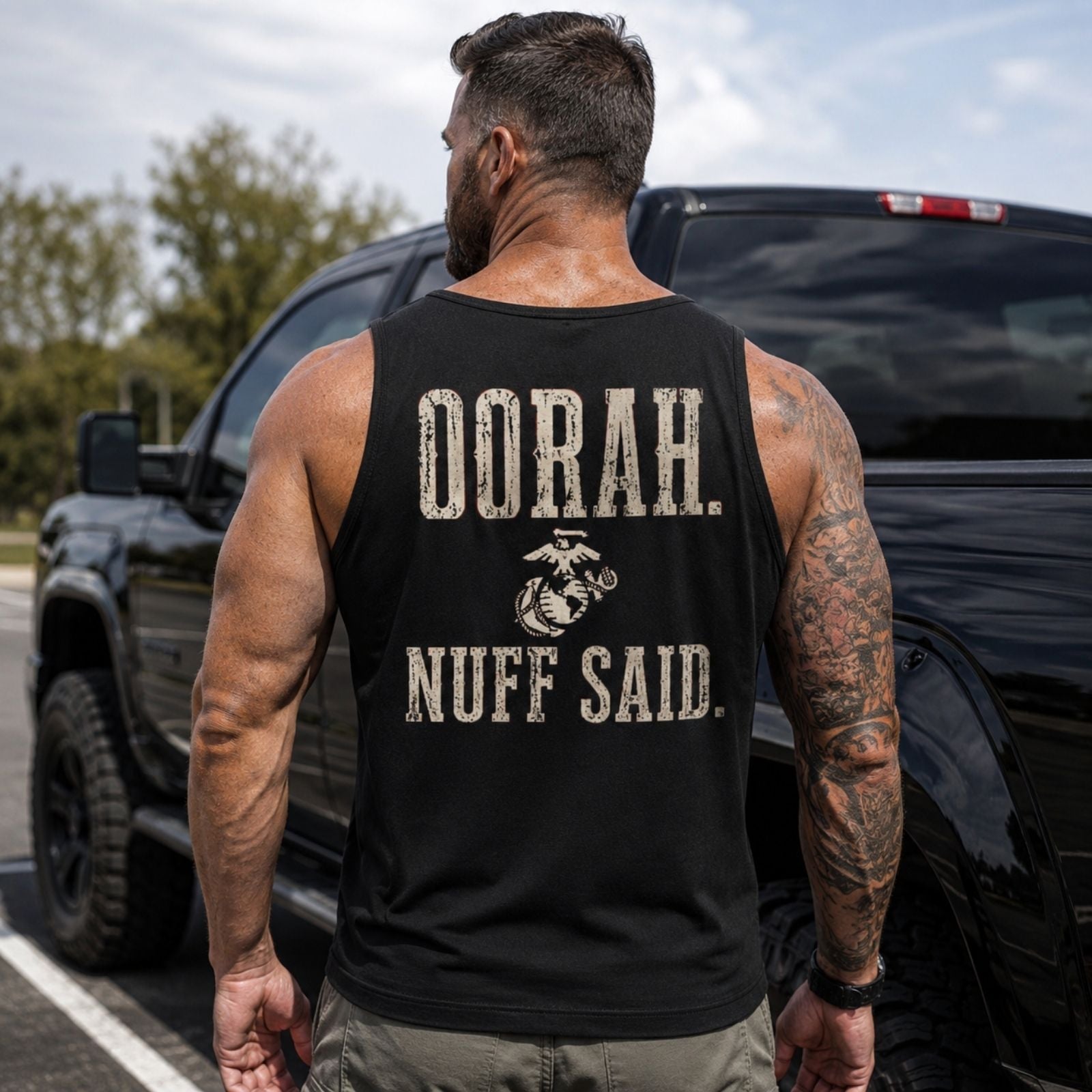 OORAH Nuff Said Tank Top – Marine Pride Back Print