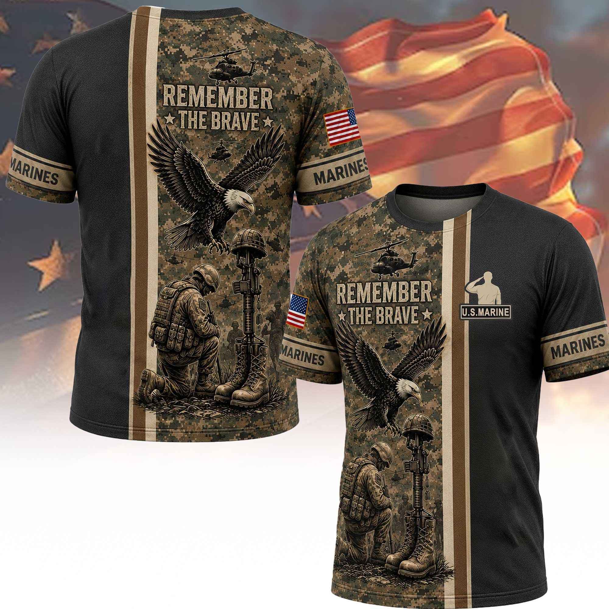 U.S. Marine Veteran Remember The Brave T-Shirt
