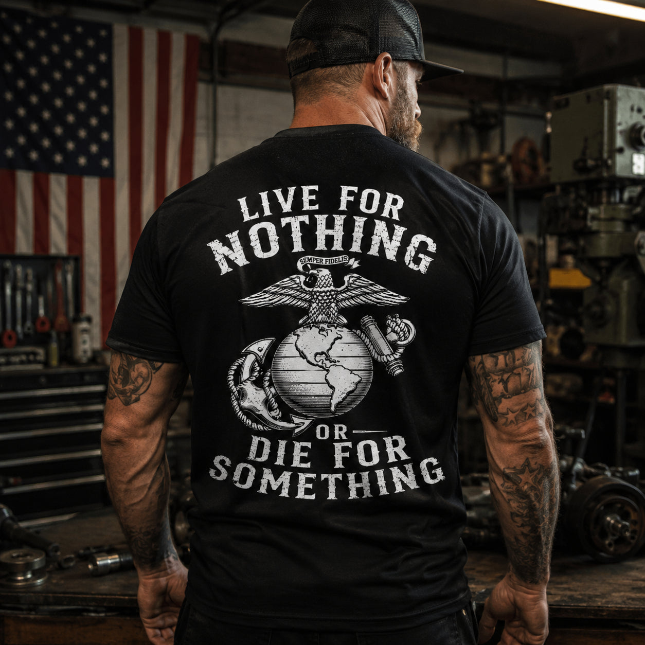 Live For Nothing Or Die For Something – USMC Back Print T-Shirt