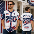 Men's USA 250th Anniversary Baseball Jersey - 1776-2026 Patriotic Button-Down Shirt