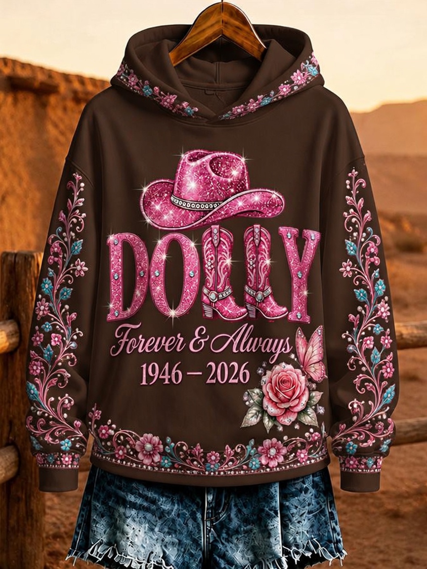 Women'S Rural Queen Commemorative Printed Long Sleeve Hoodie