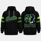 Retro City Football Mascot Graphic Hoodie With Front Pocket