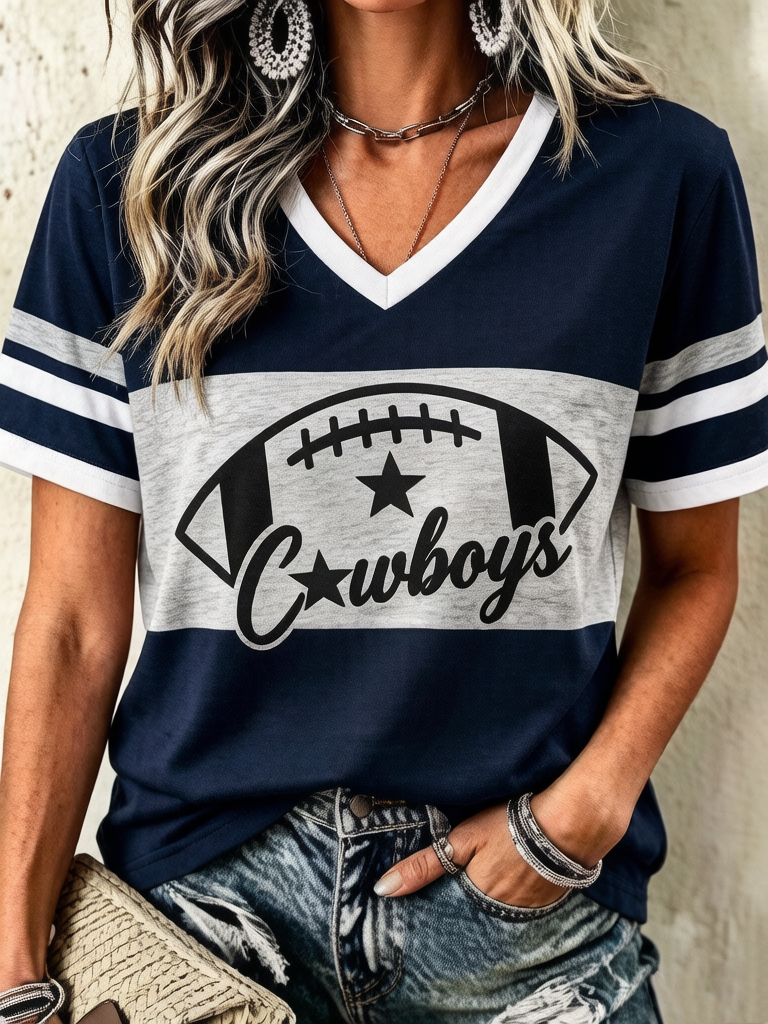 Women's Casual Football   Print T-Shirt