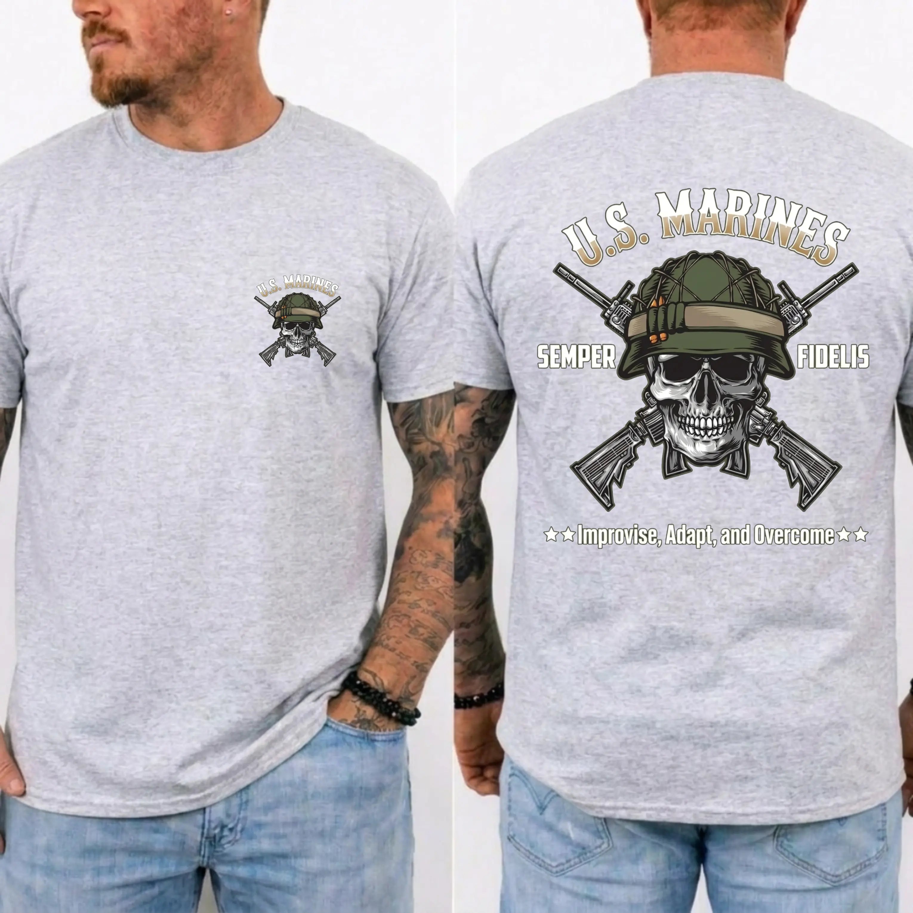 US Marines Skull Rifle T-Shirt