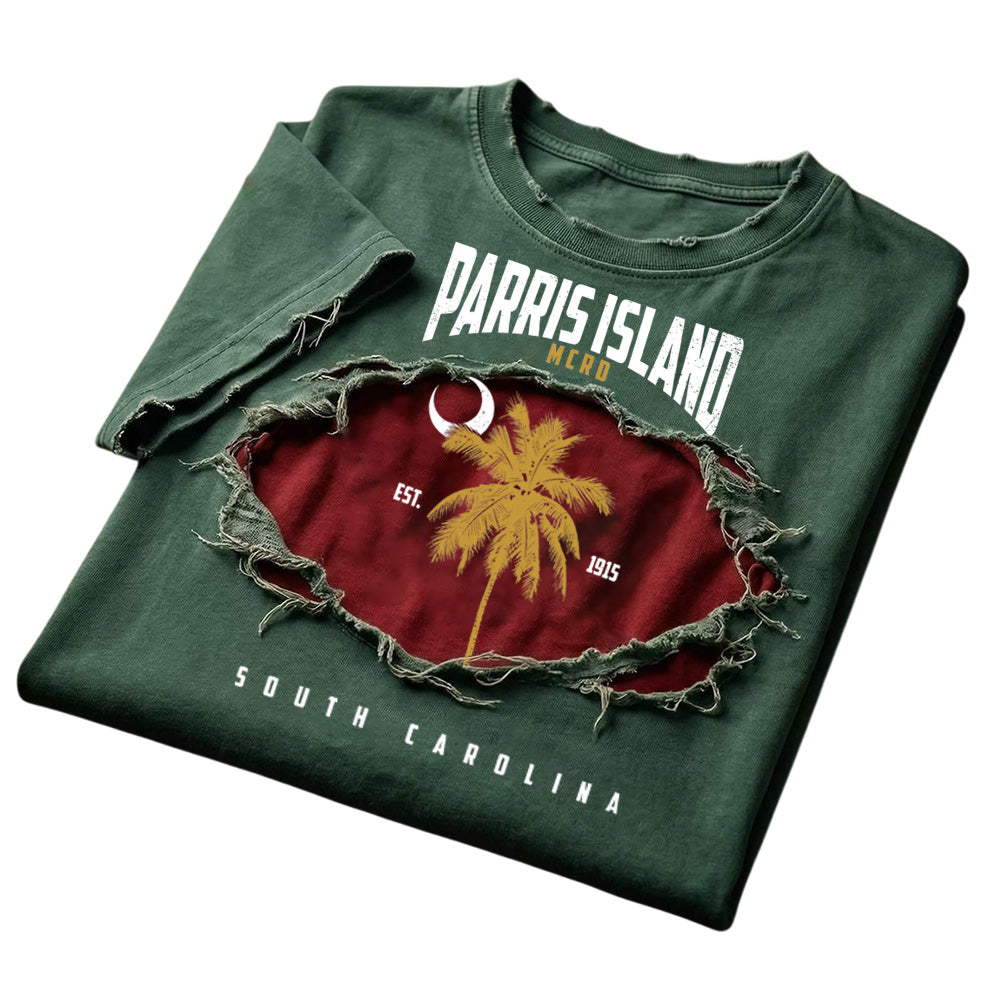 Parris Island MCRD Palm Distressed T-shirt