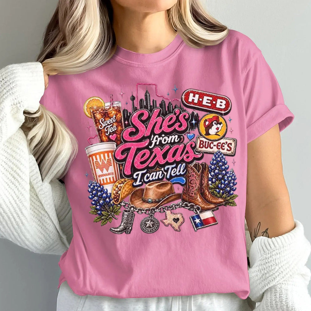 She's From Texas I Can Tell Unisex Cuffed-sleeve T-shirt