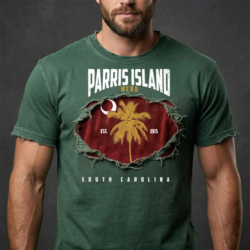 Parris Island MCRD Palm Distressed T-shirt