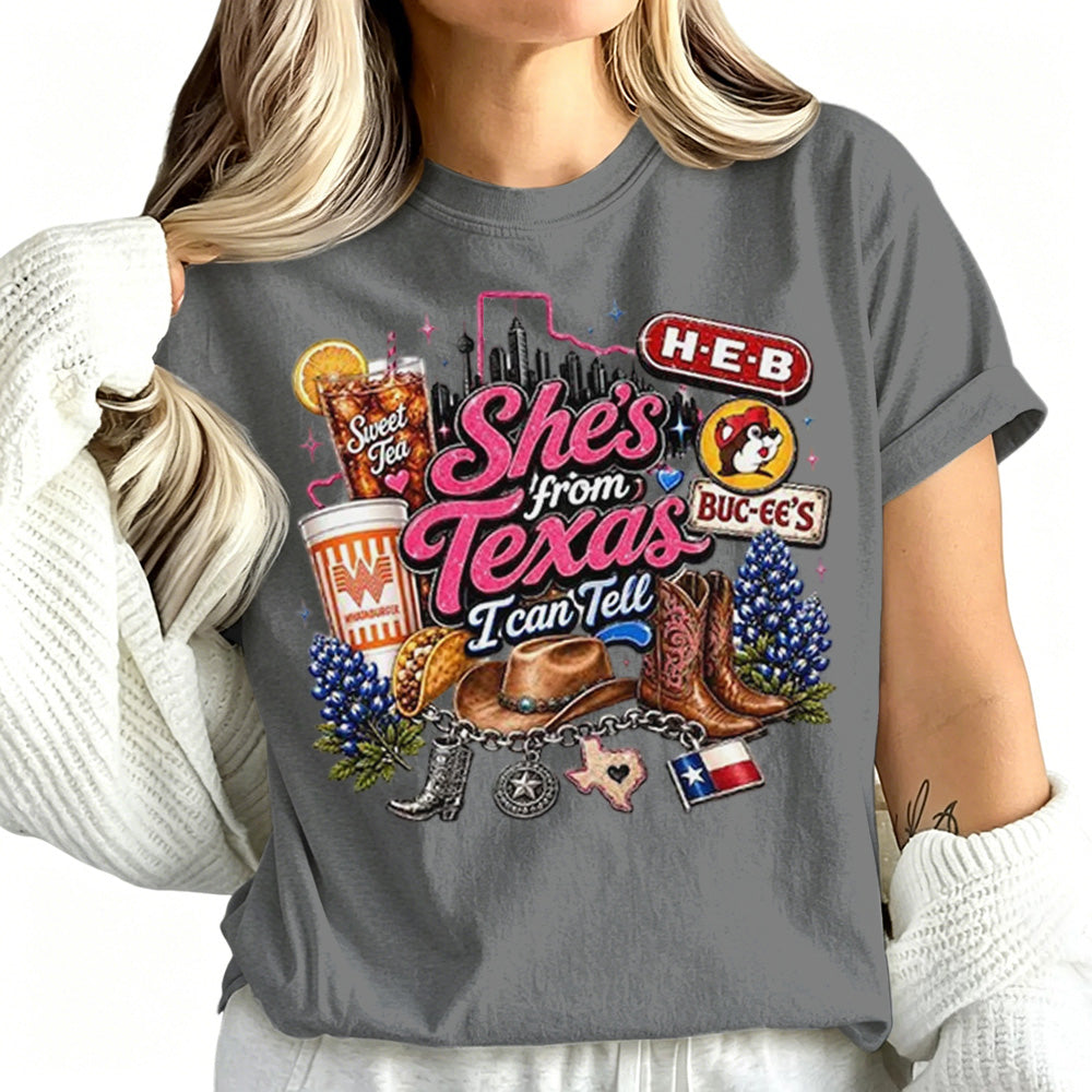 She's From Texas I Can Tell Unisex Cuffed-sleeve T-shirt