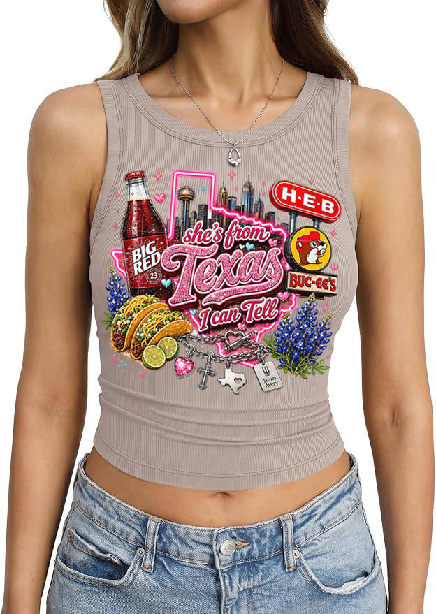 "She's From Texas I Can Tell" Cuffed-sleeve Texas Residents Vest