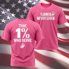 "The 1% Who Serve, Earned Never Given" USMC T-shirt
