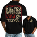 "What Doesn't Kill You Makes You Stronger Except A Marine" Military Veteran Waffle Polo Shirt