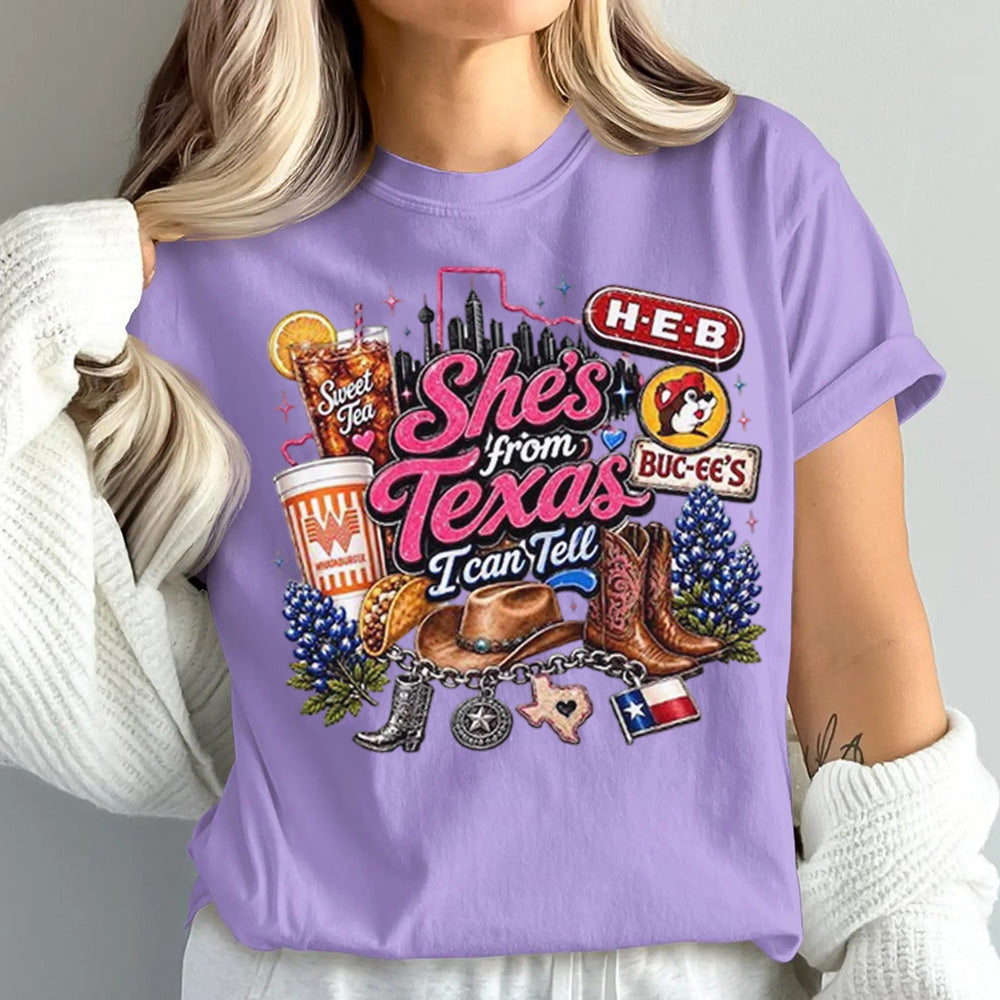 She's From Texas I Can Tell Unisex Cuffed-sleeve T-shirt