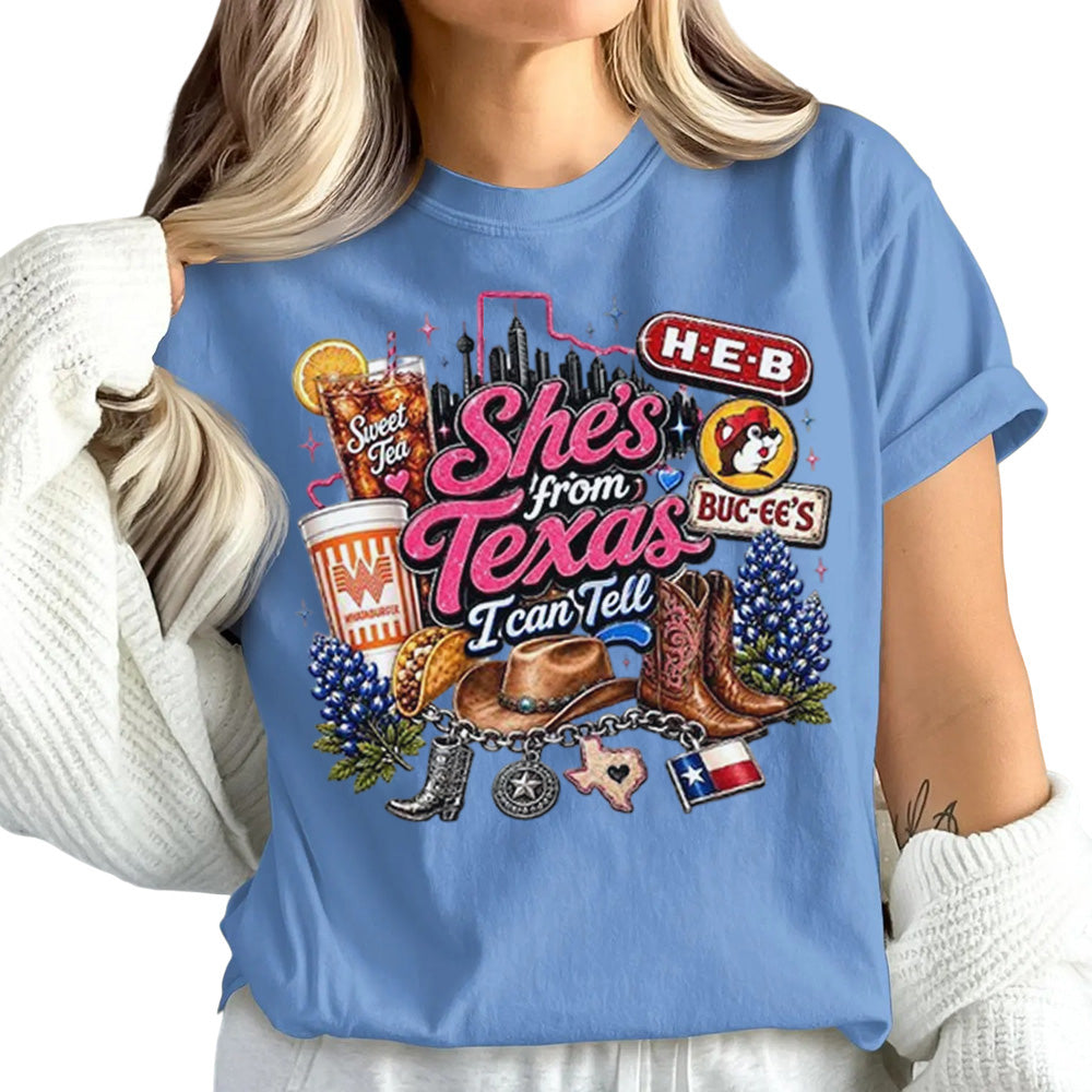 She's From Texas I Can Tell Unisex Cuffed-sleeve T-shirt