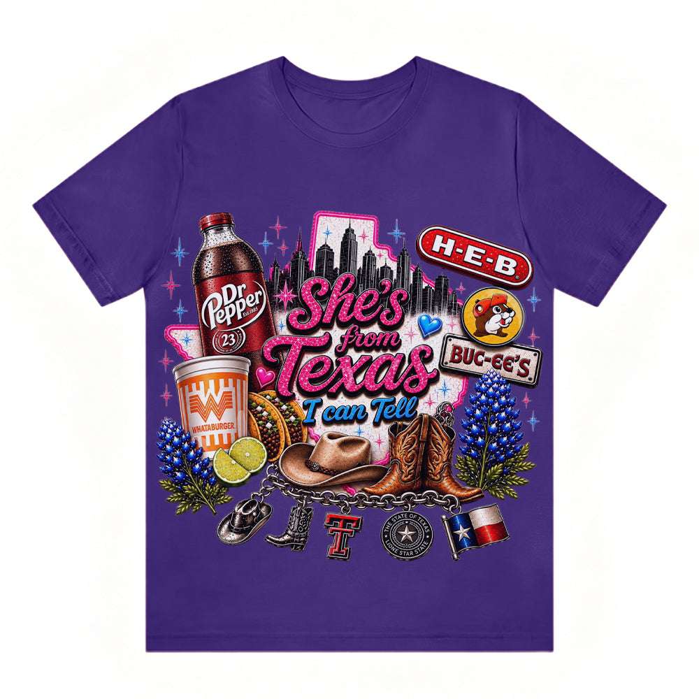 She's From Texas I Can Tell Unisex Travel T-shirt