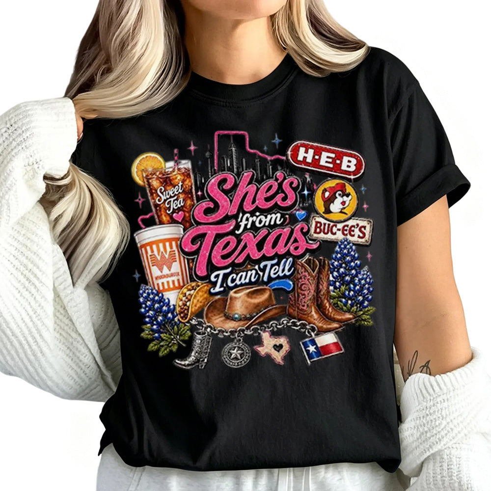 She's From Texas I Can Tell Unisex Cuffed-sleeve T-shirt