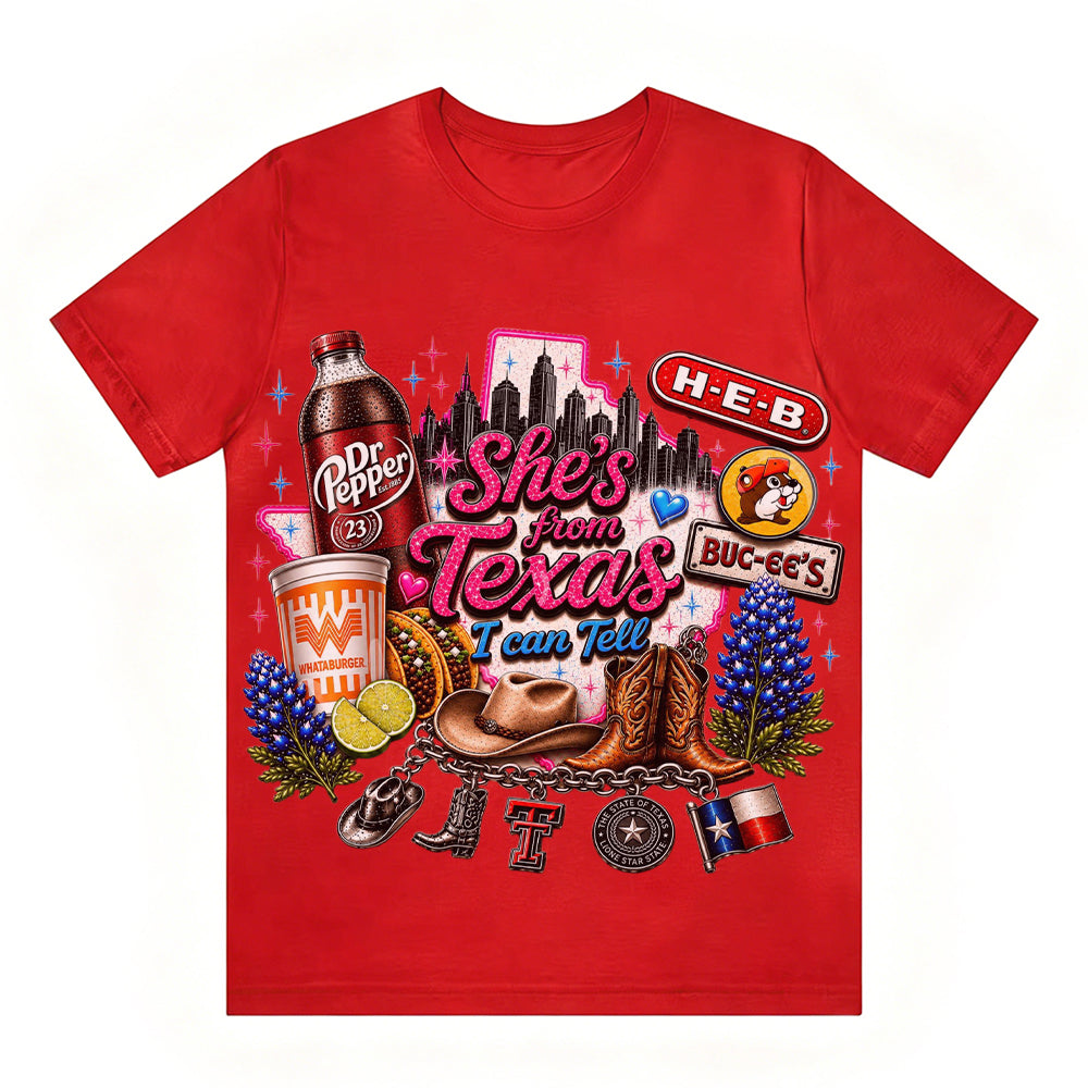 She's From Texas I Can Tell Unisex Travel T-shirt