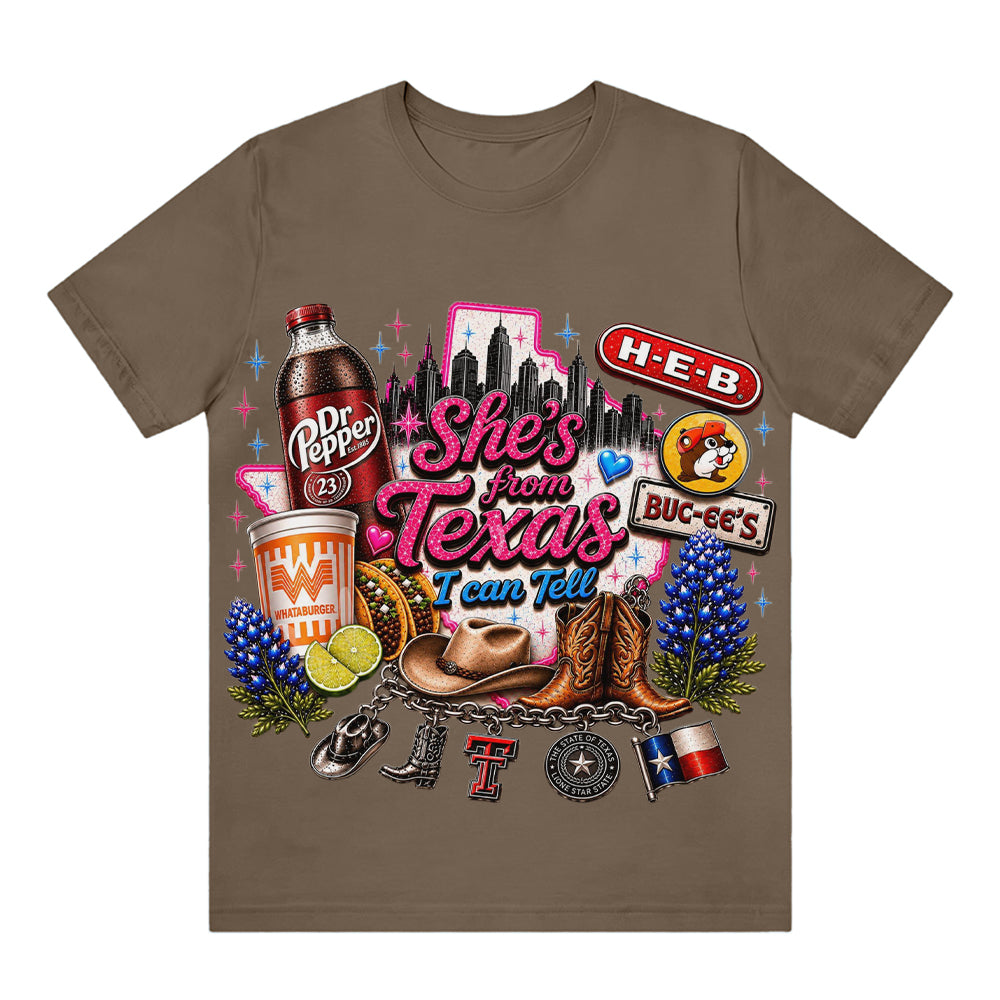 She's From Texas I Can Tell Unisex Travel T-shirt