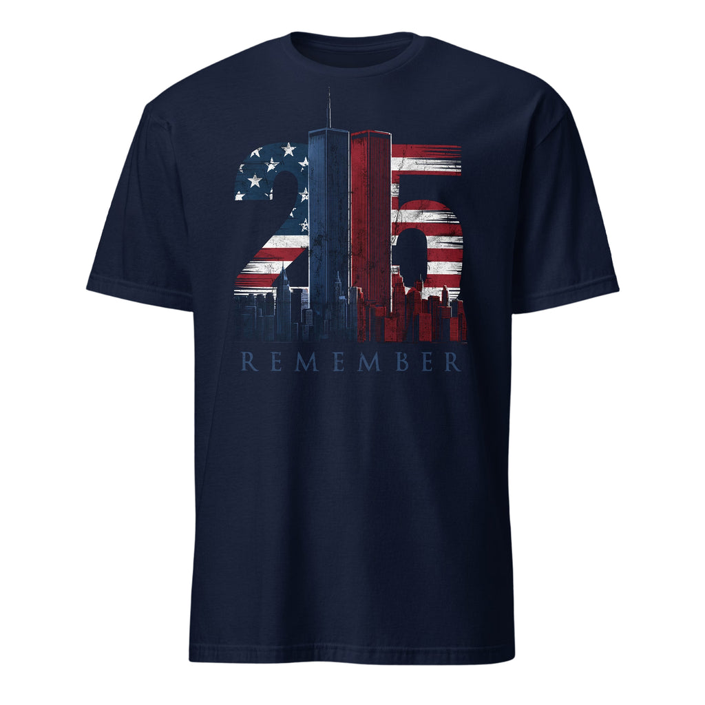 Men’s 911 Remember 25th Anniversary Patriotic Memorial T‑Shirt