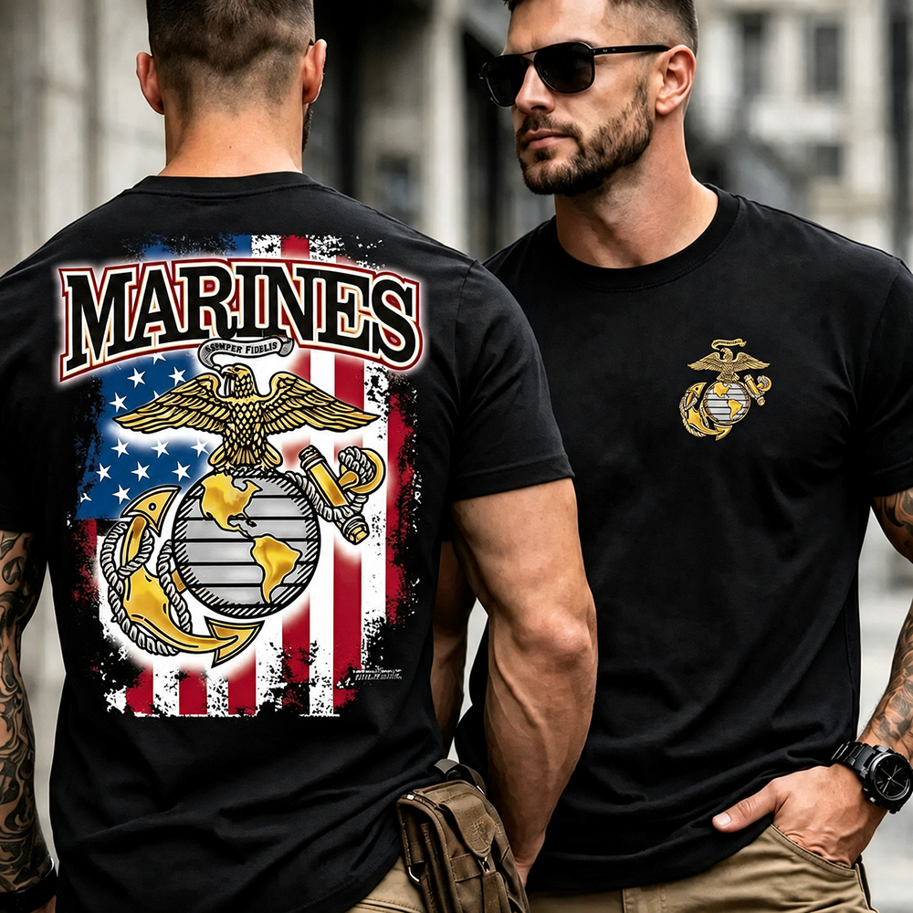 USMC American Flag Men's T‑Shirt