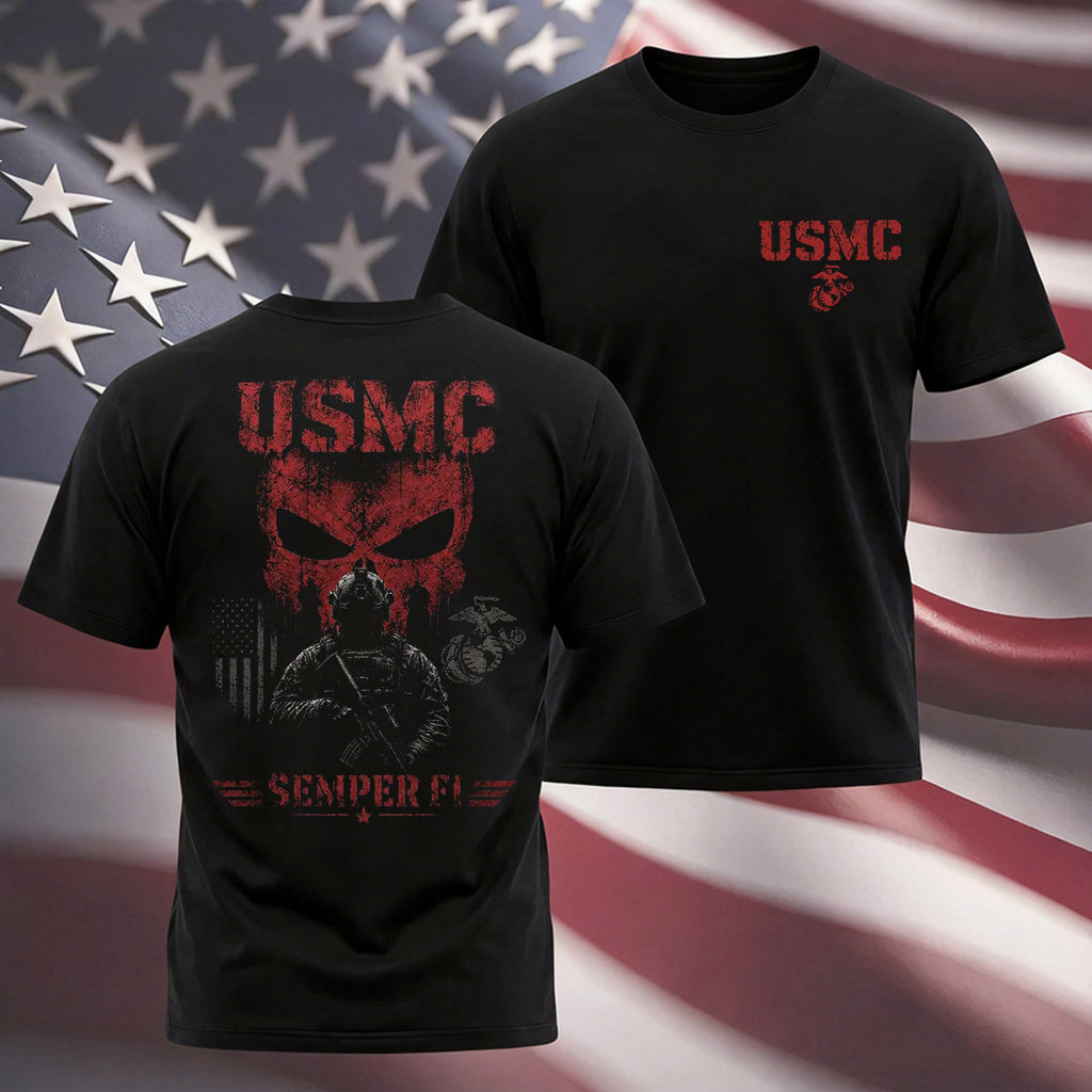 USMC Semper Fi Punisher Skull Shirt