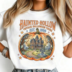 Haunted Hollow Vintage Halloween Pumpkin Graphic T‑Shirt