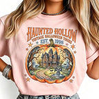 Haunted Hollow Vintage Halloween Pumpkin Graphic T‑Shirt