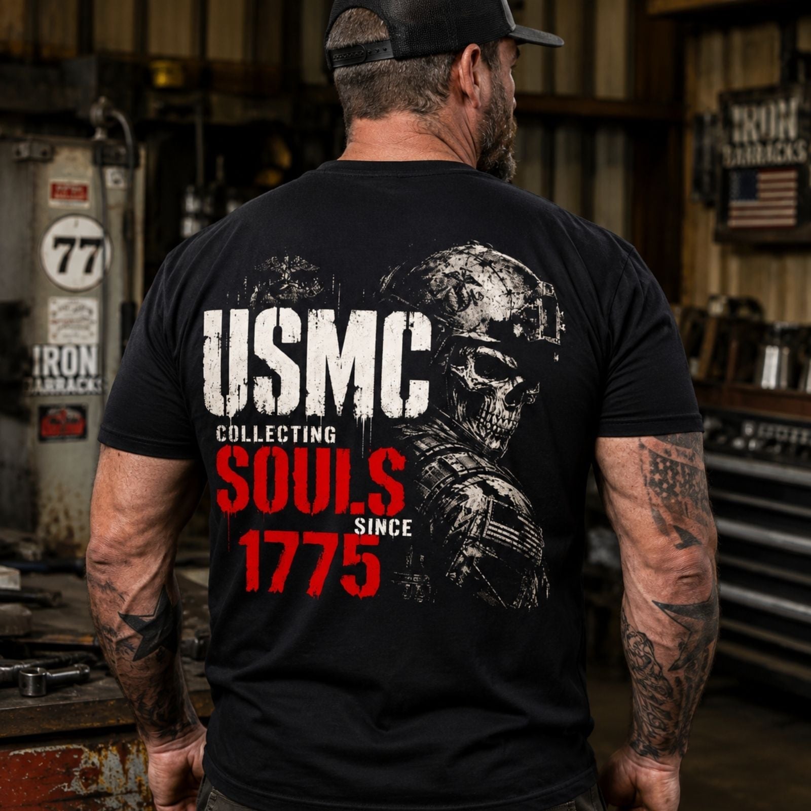 USMC Collecting Souls Since 1775 Skull T-Shirt