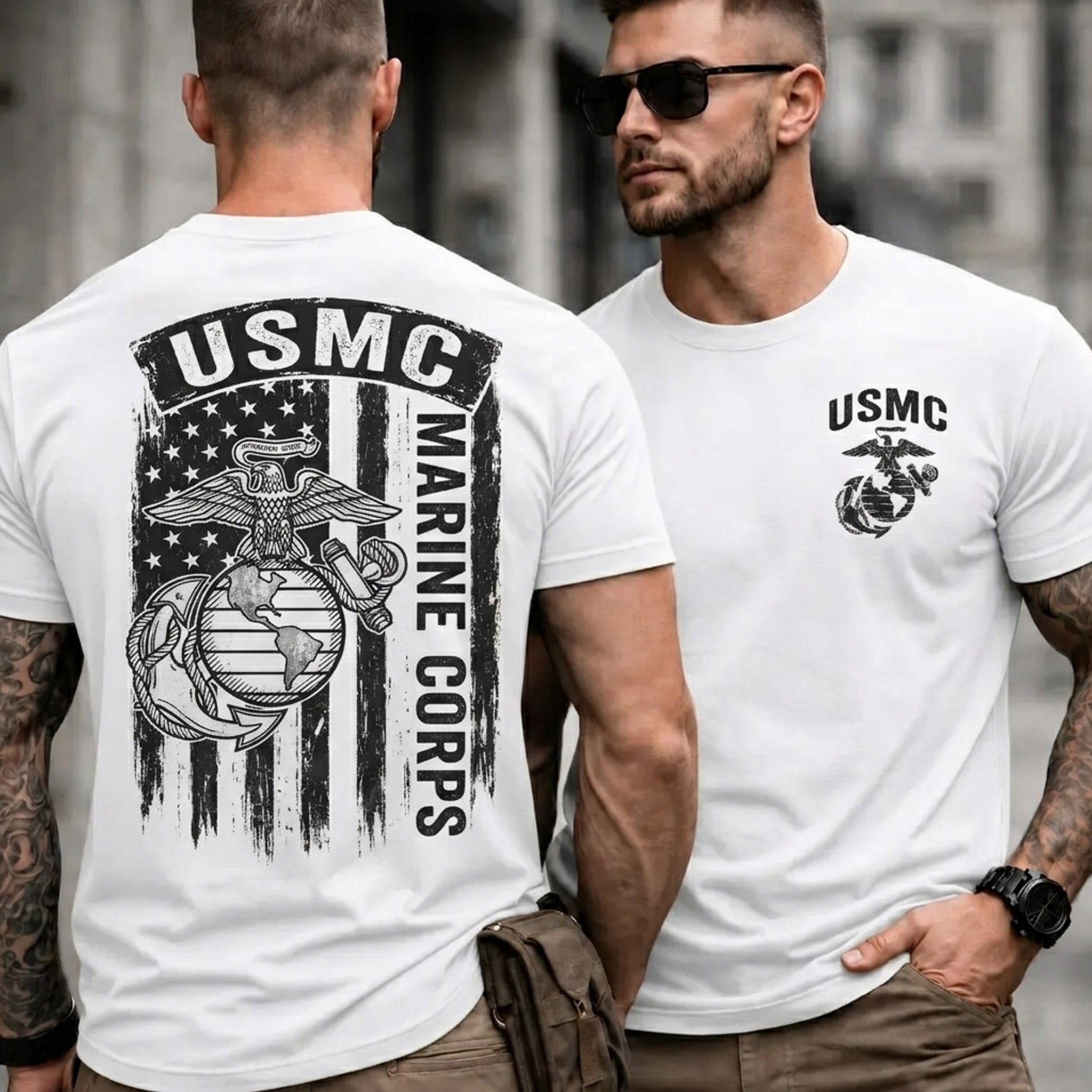 Men Retro Flag Emblem Graphic Tee
