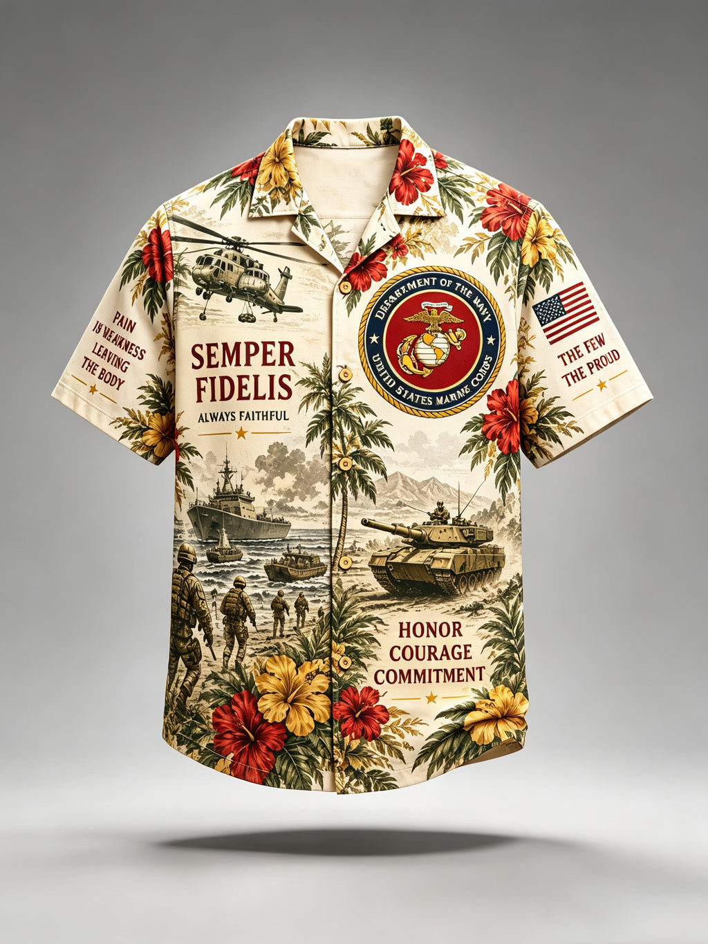 United States Marine Corps Patriot Hawaiian Shirt