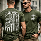 Men Retro Flag Emblem Graphic Tee