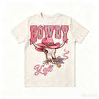 Howdy Y'all Western Bull Skull Cowboy Hat Graphic T‑Shirt