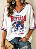 Vintage Football Graphic Women's V‑Neck Top