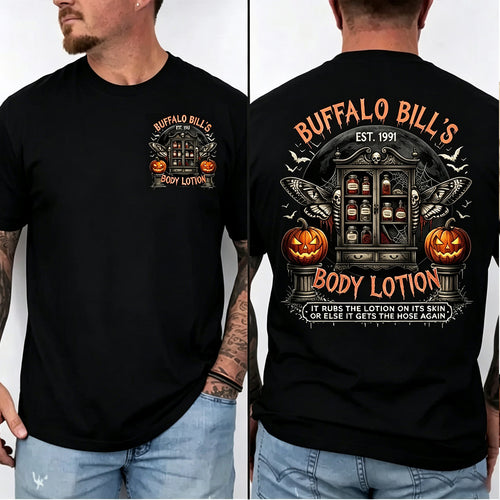 Buffalo Bill's Body Lotion Front & Back Print Halloween T‑Shirt