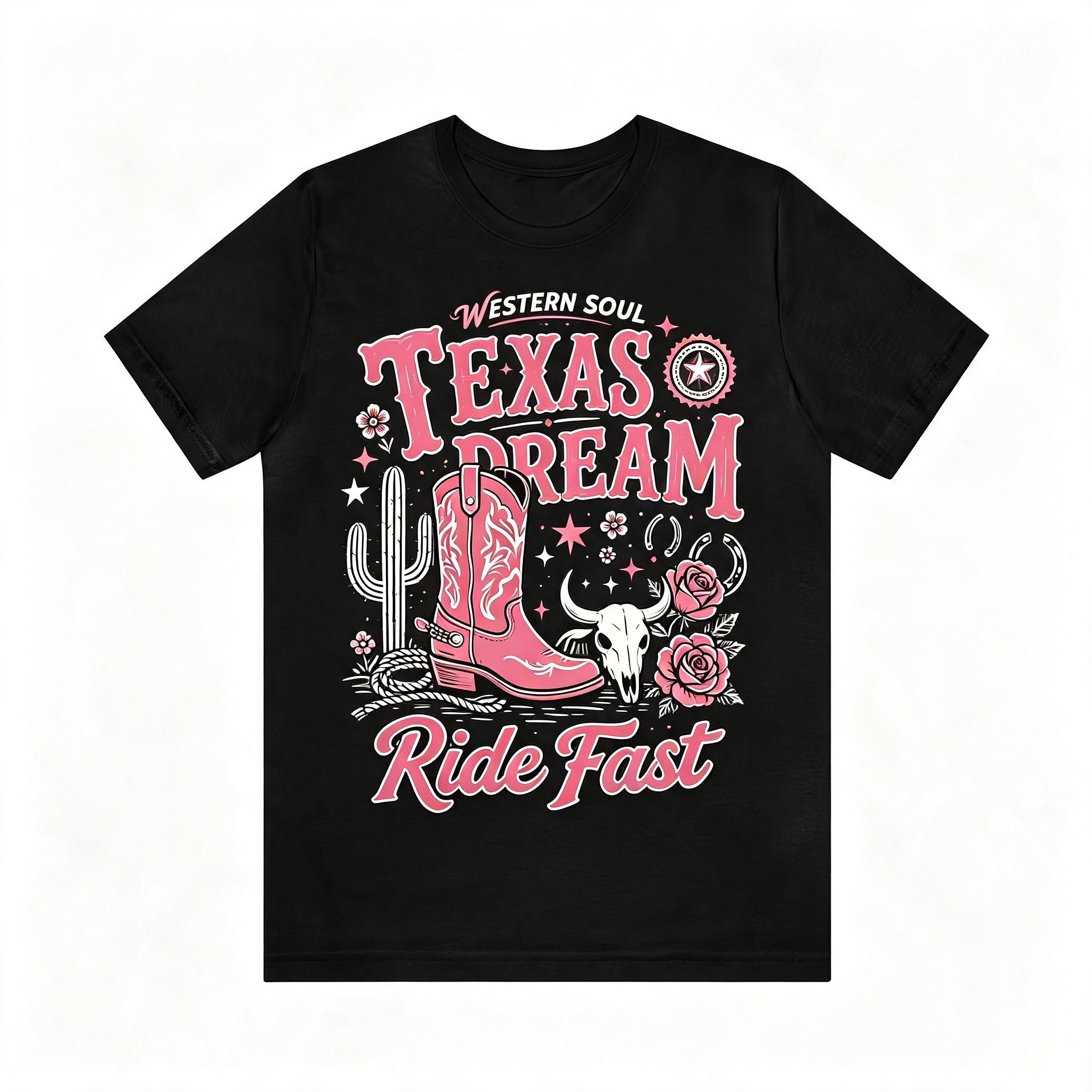 Texas Dream Western Cowboy Boots Graphic Short‑Sleeve T‑Shirt
