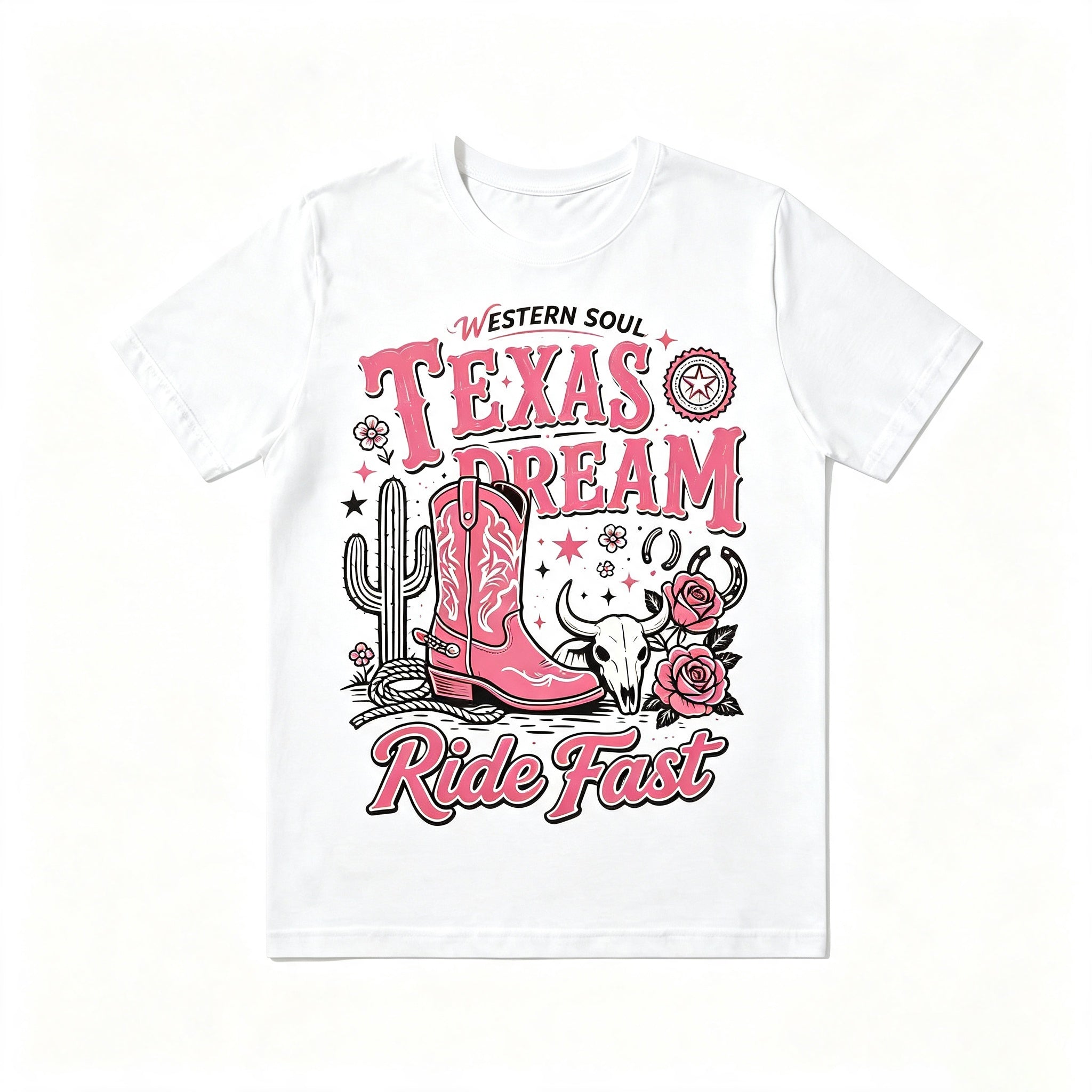 Texas Dream Western Cowboy Boots Graphic Short‑Sleeve T‑Shirt