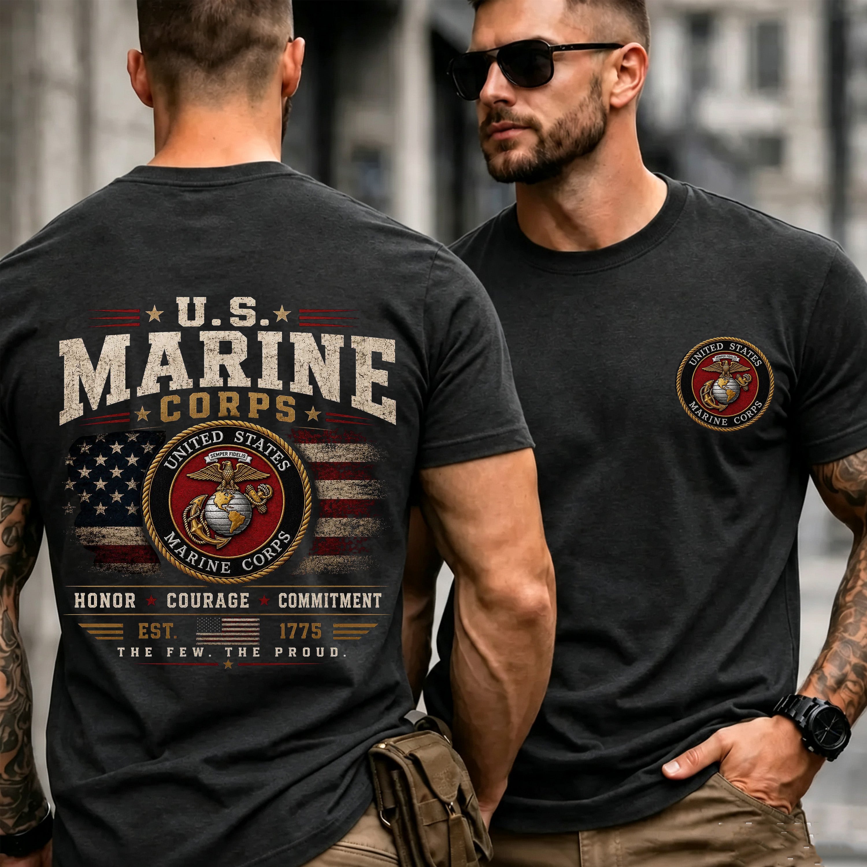 USMC Military Style Graphic T-Shirt