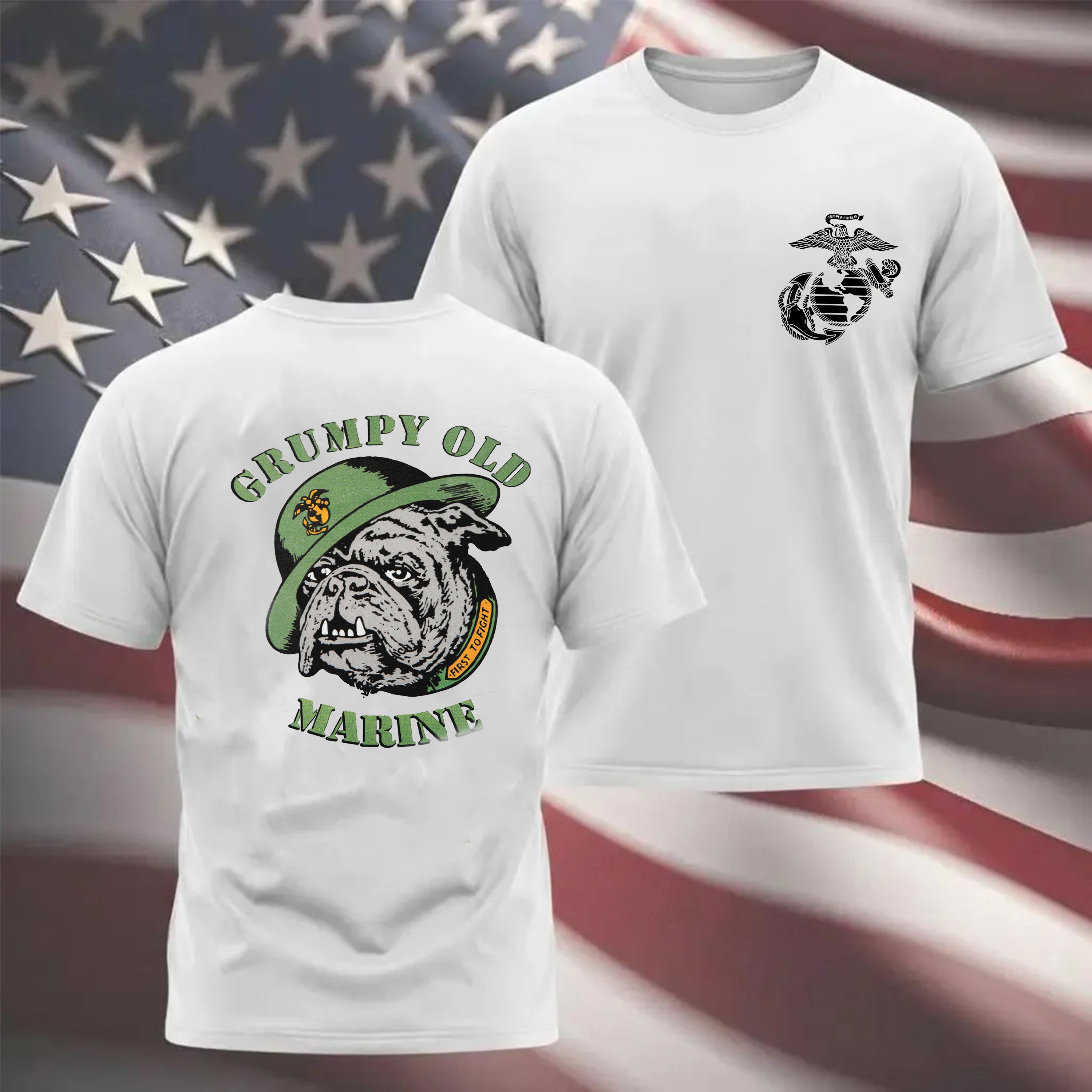 Grumpy Old Marine Bulldog Mascot T-shirt