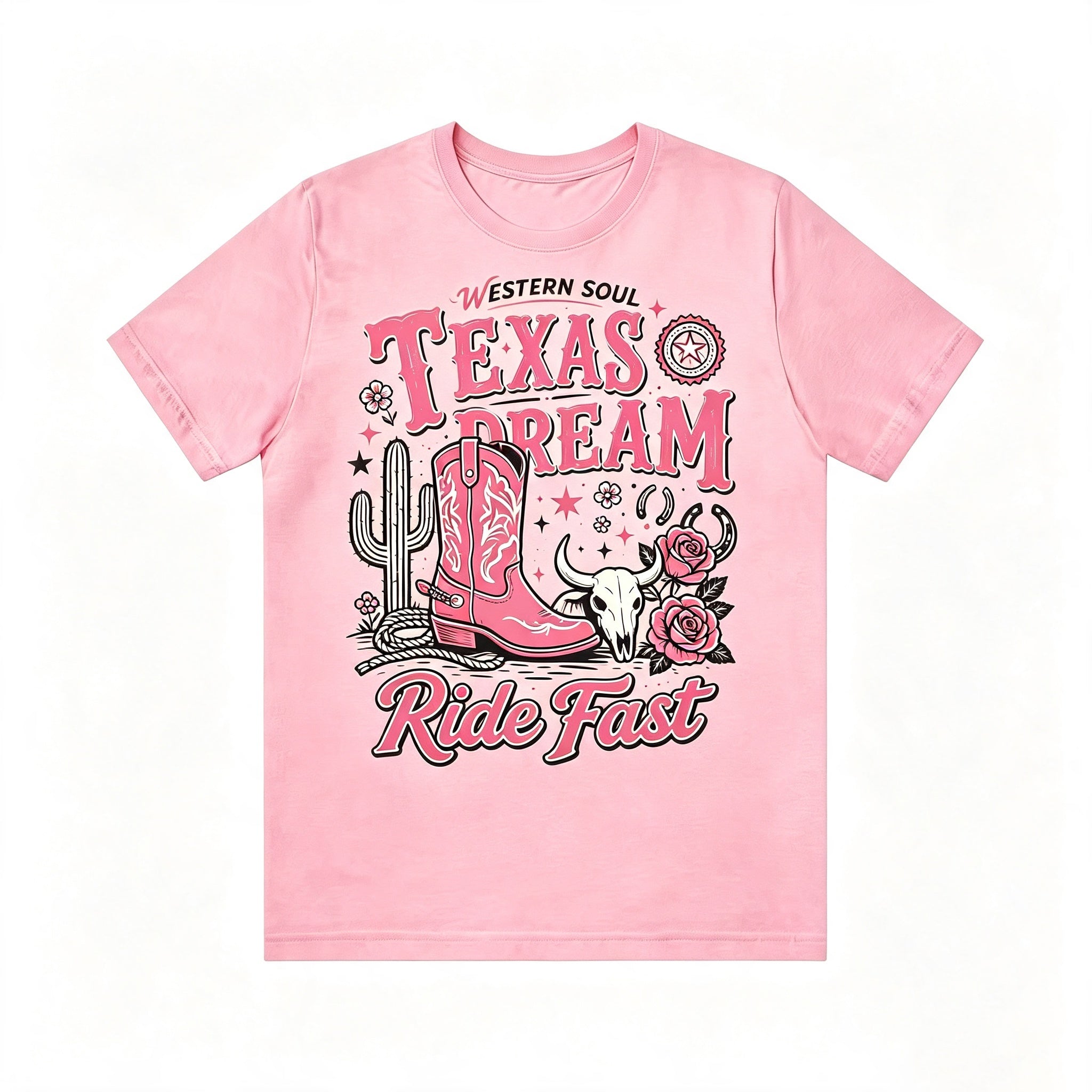 Texas Dream Western Cowboy Boots Graphic Short‑Sleeve T‑Shirt