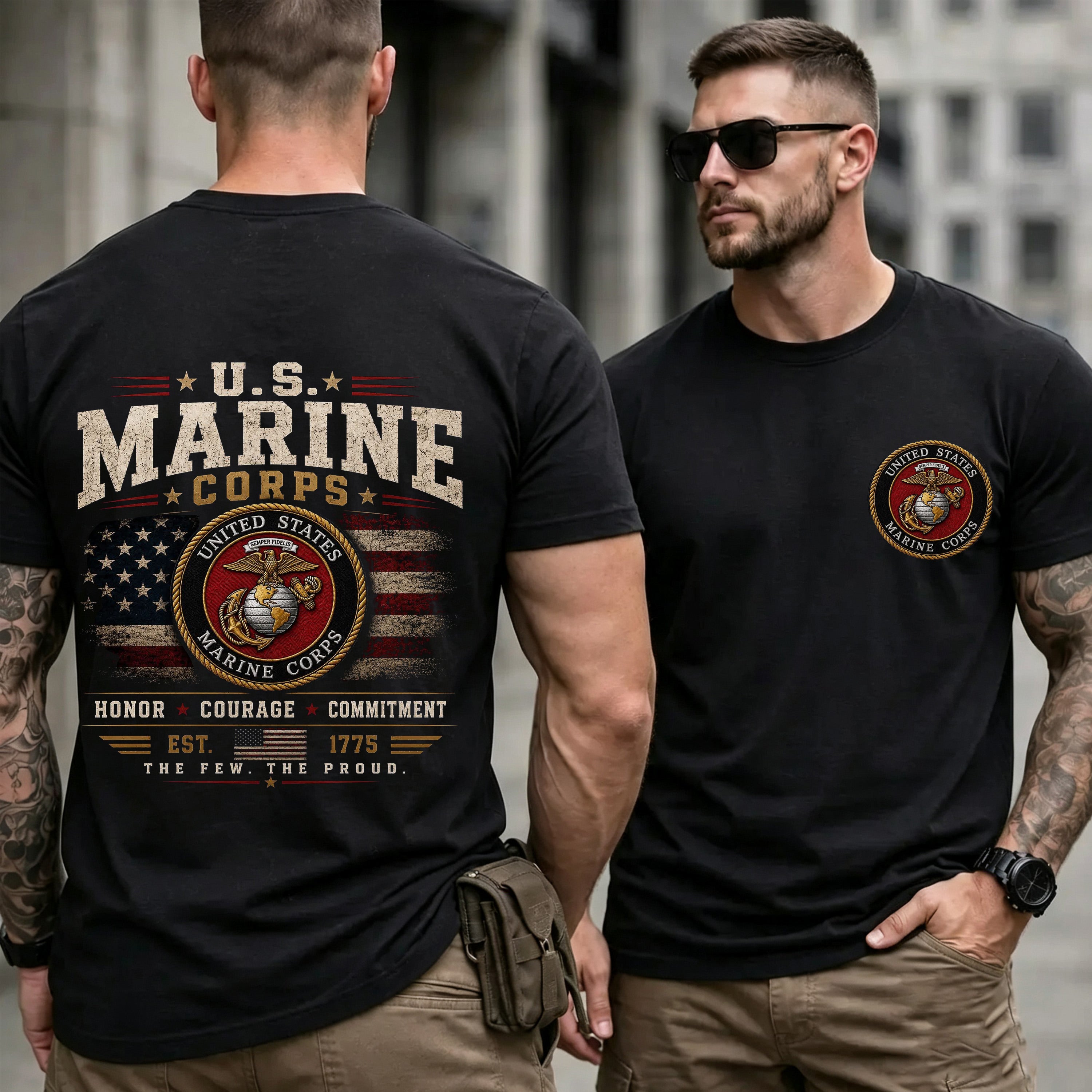 USMC Military Style Graphic T-Shirt