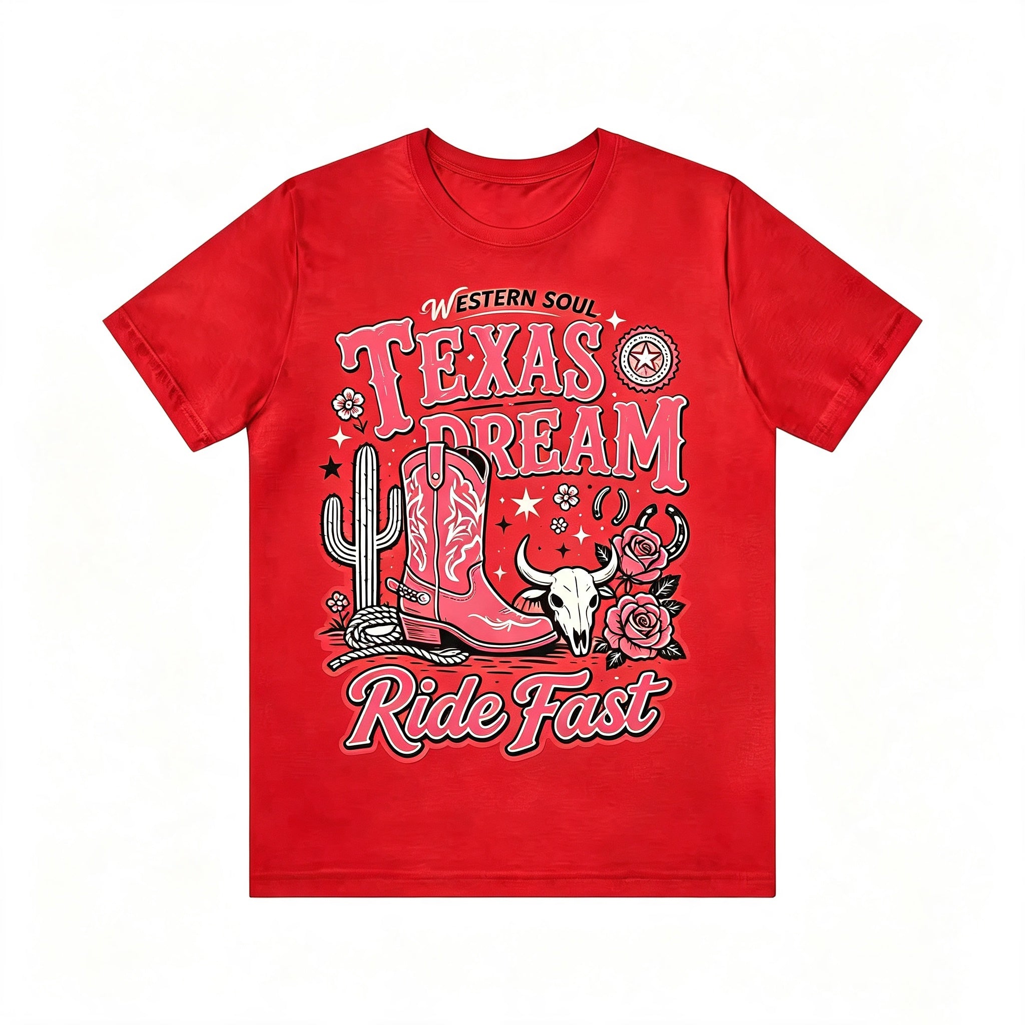 Texas Dream Western Cowboy Boots Graphic Short‑Sleeve T‑Shirt