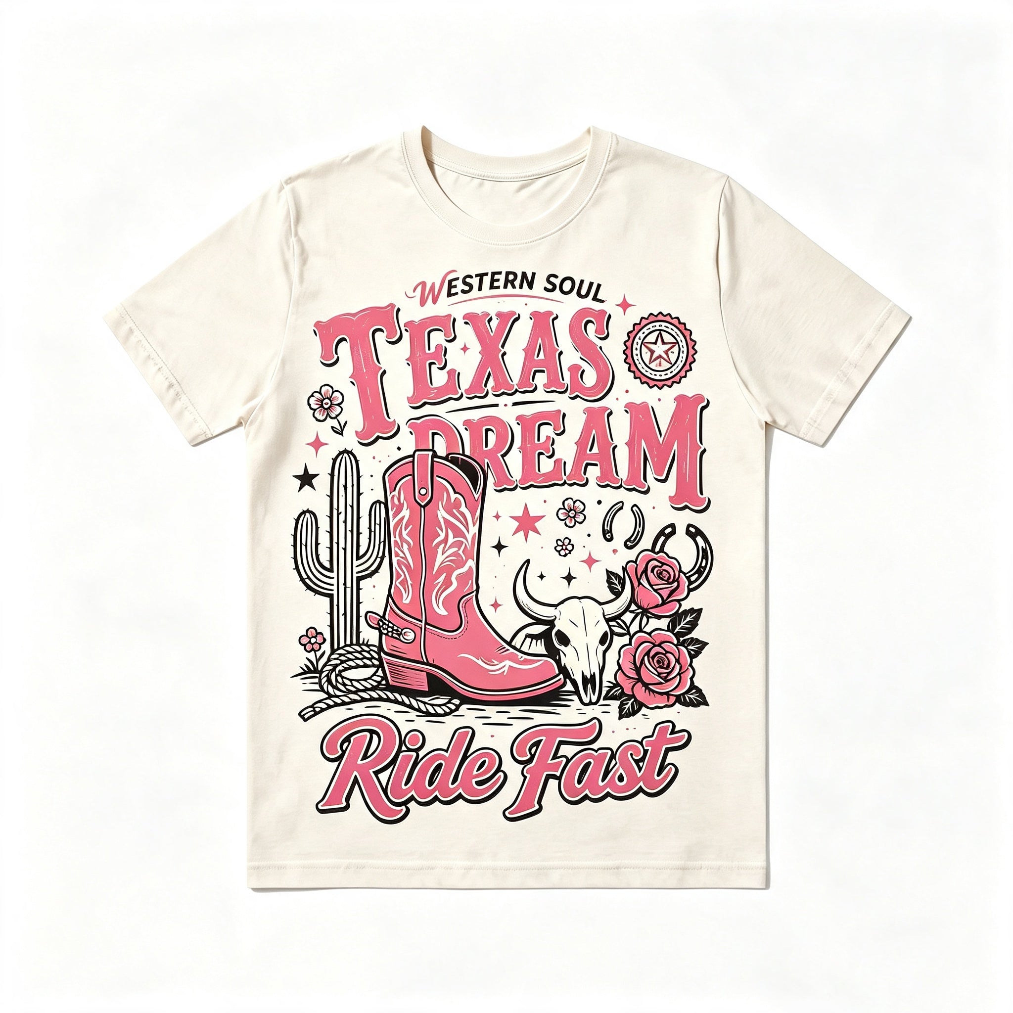 Texas Dream Western Cowboy Boots Graphic Short‑Sleeve T‑Shirt