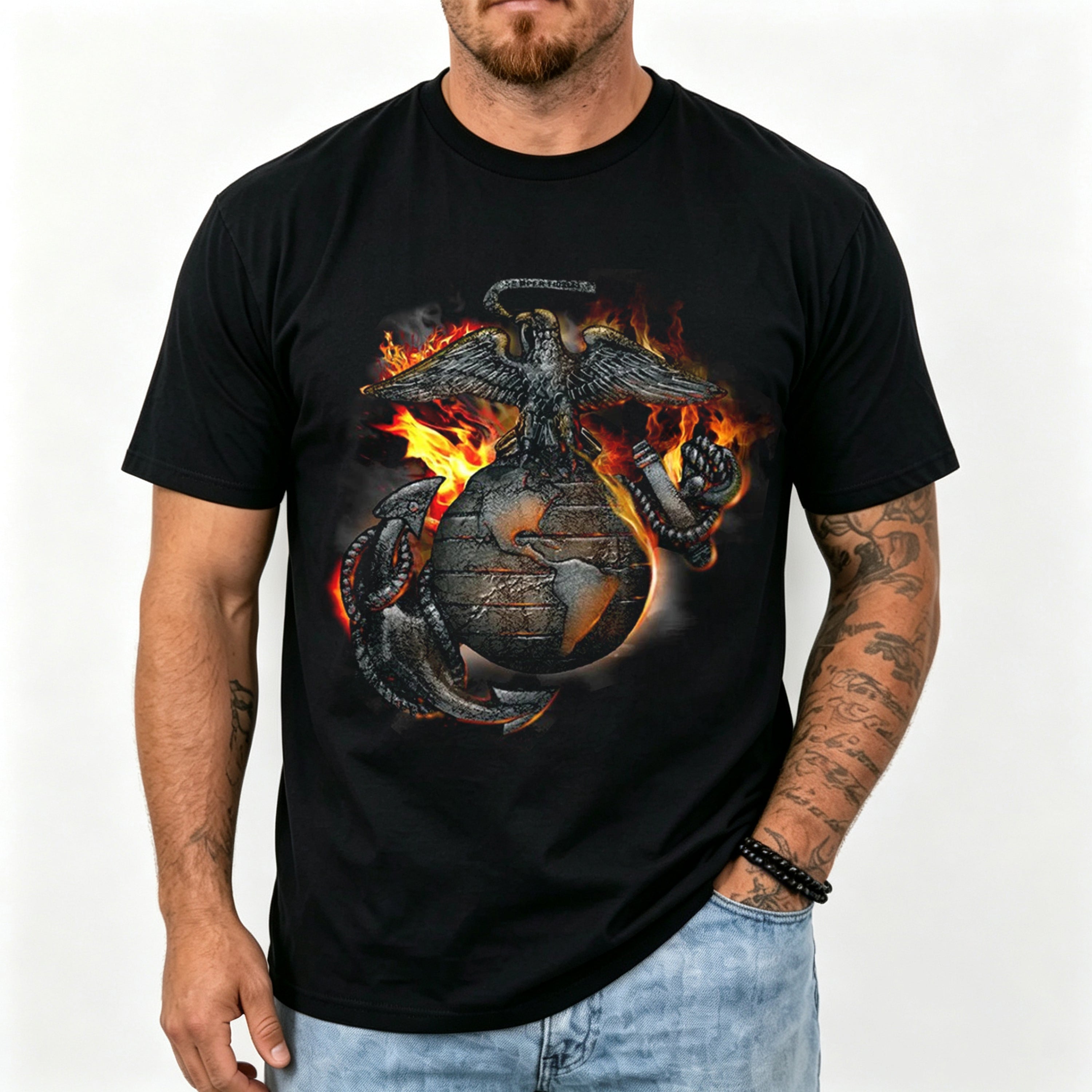 Men's Marines Globe with Flaming Eagle Shirt