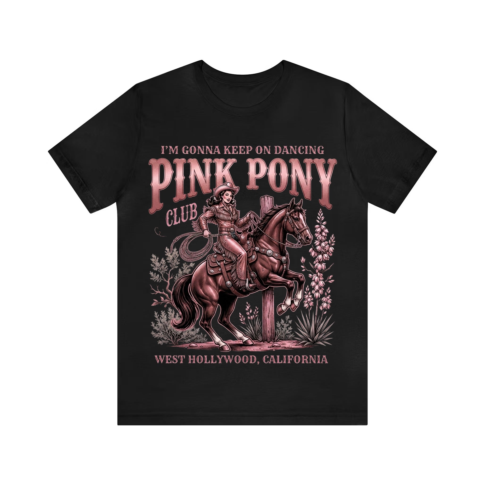 Vintage Pink Pony Club Cowboy Horse Print Tee