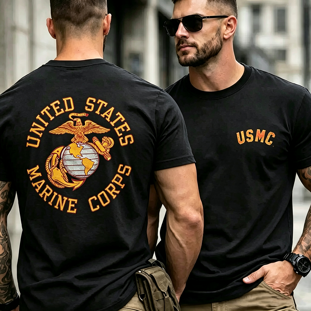 USMC Vintage Distressed Print Men's T‑Shirt