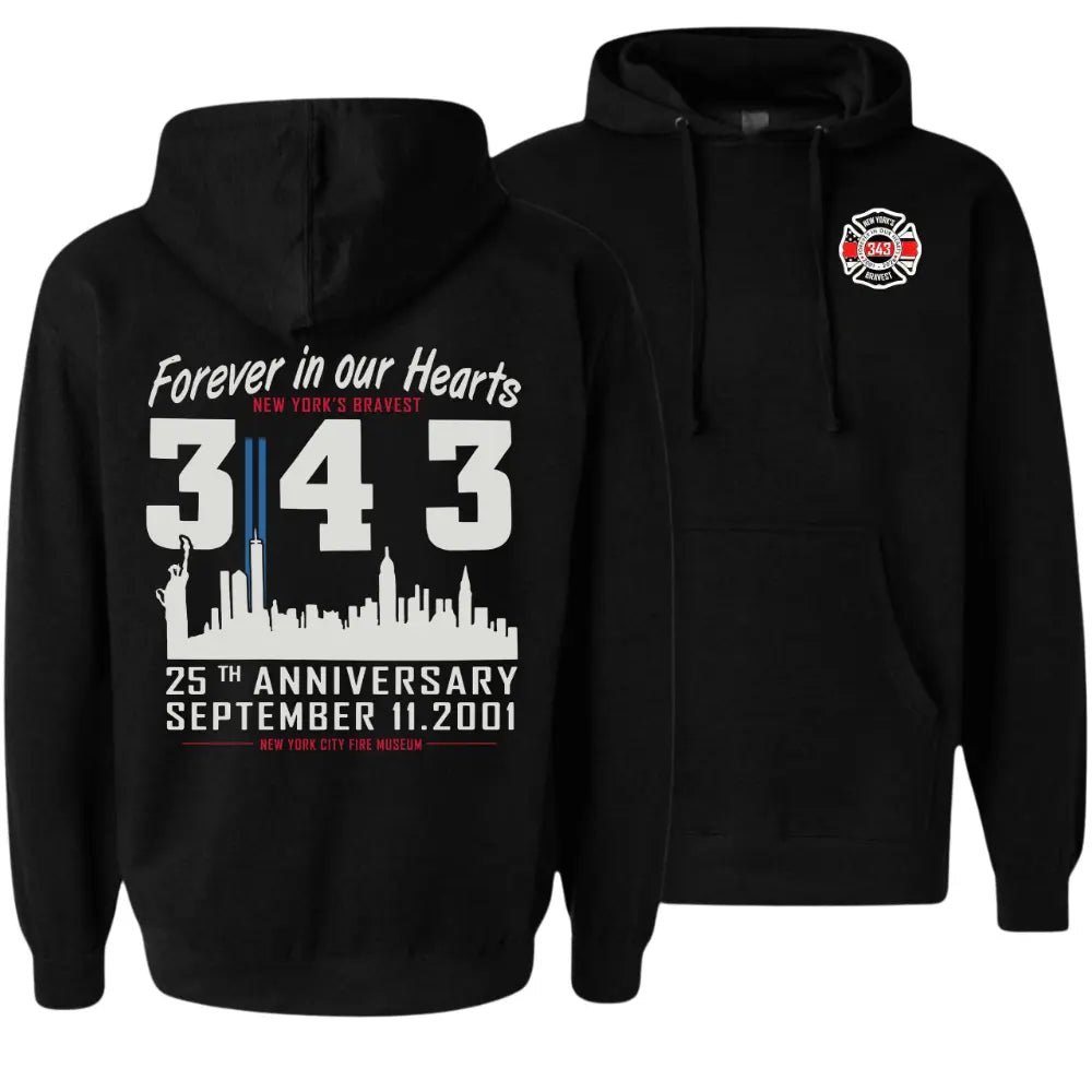 343 Firefighter Memorial Sweatshirt, Forever in Our Hearts 9/11 Anniversary Hoodie