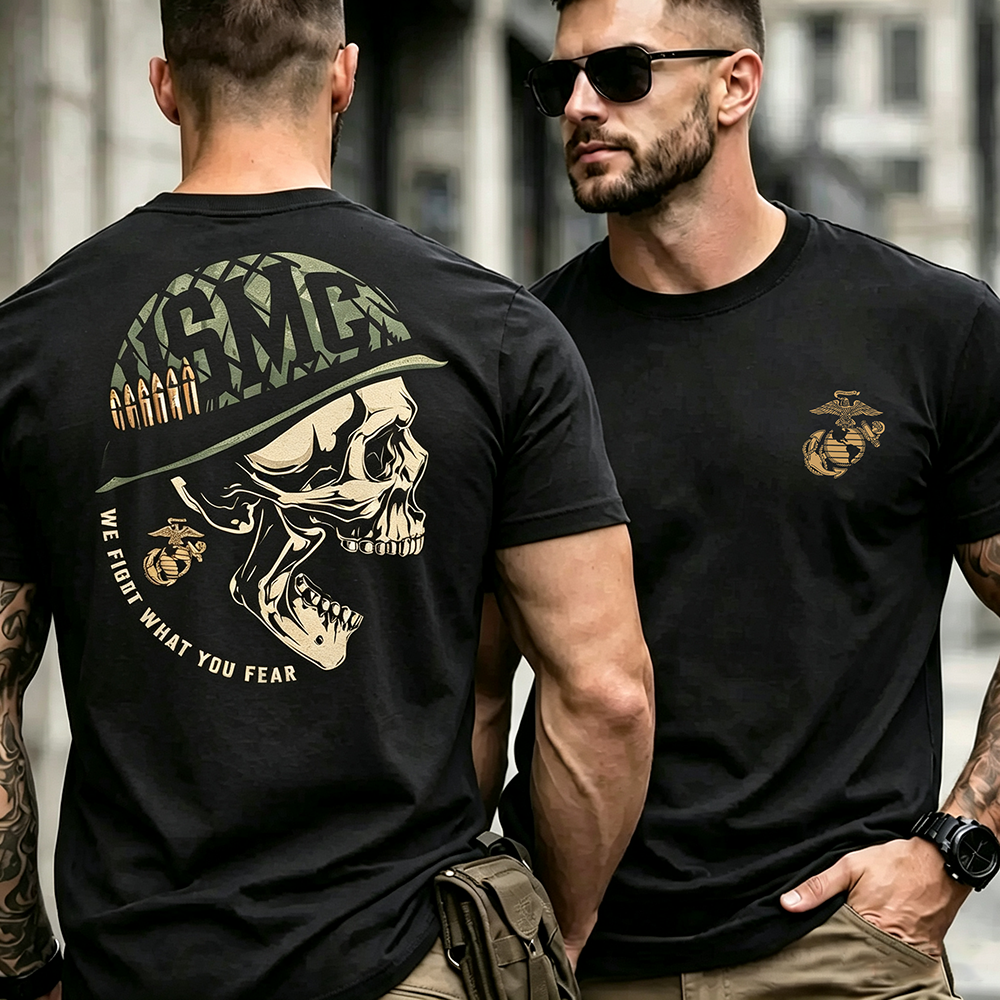USMC Helmet Skull Graphic Men's T‑Shirt